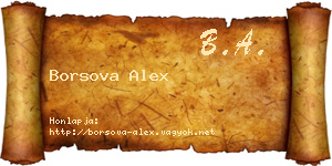 Borsova Alex névjegykártya